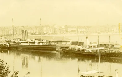 View of Steamships in Weymouth Harbour